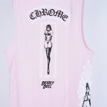 CHROME HEARTS PINK DEADLY DOLL TANK-TOP DRESS