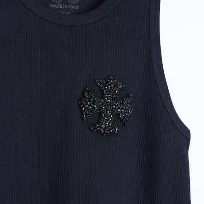 CHROME HEARTS BLACK SEQUIN PATCH ART BASEL EXCLUSIVE