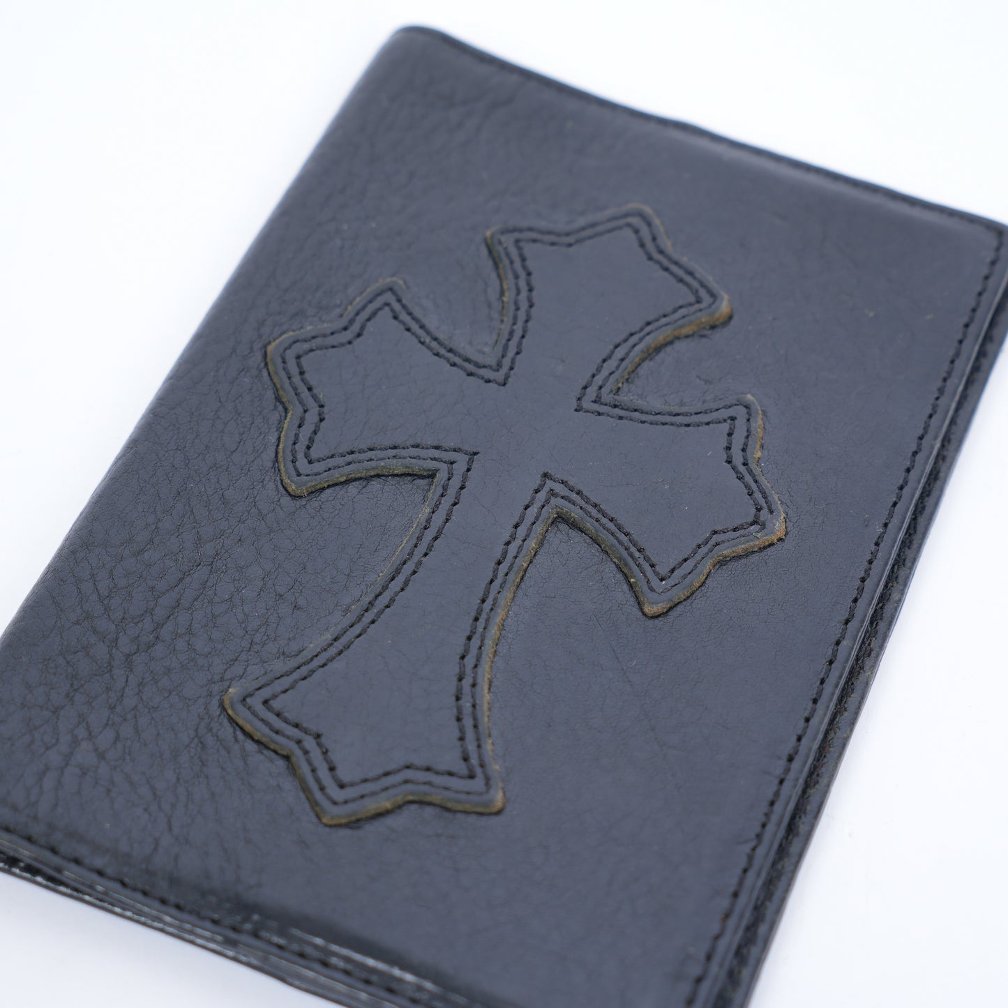 CHROME HEARTS BLACK LEATHER PASSPORT HOLDER