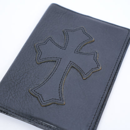 CHROME HEARTS BLACK LEATHER PASSPORT HOLDER
