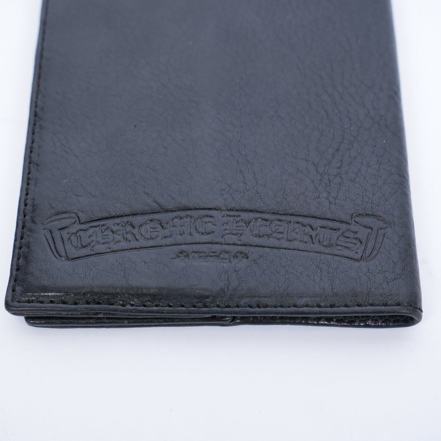CHROME HEARTS BLACK LEATHER PASSPORT HOLDER