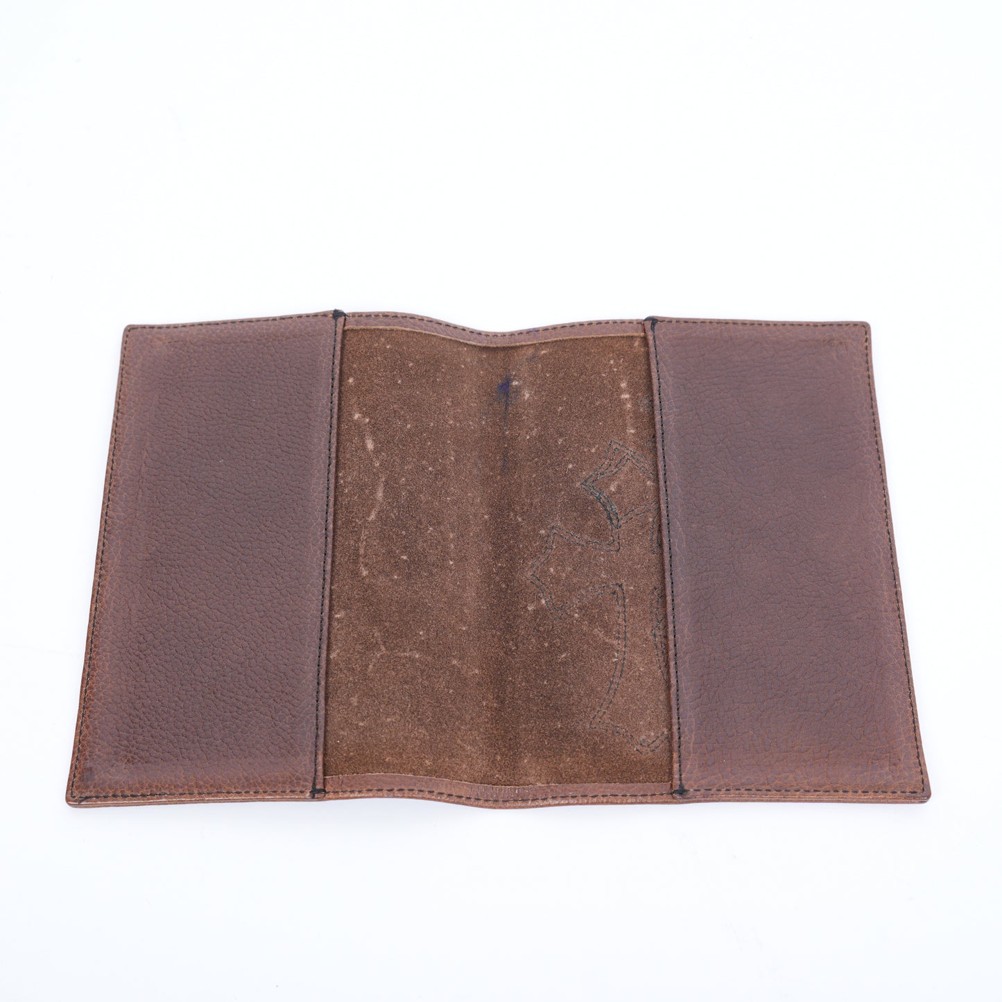 CHROME HEARTS BROWN LEATHER PATCH PASSPORT HOLDER
