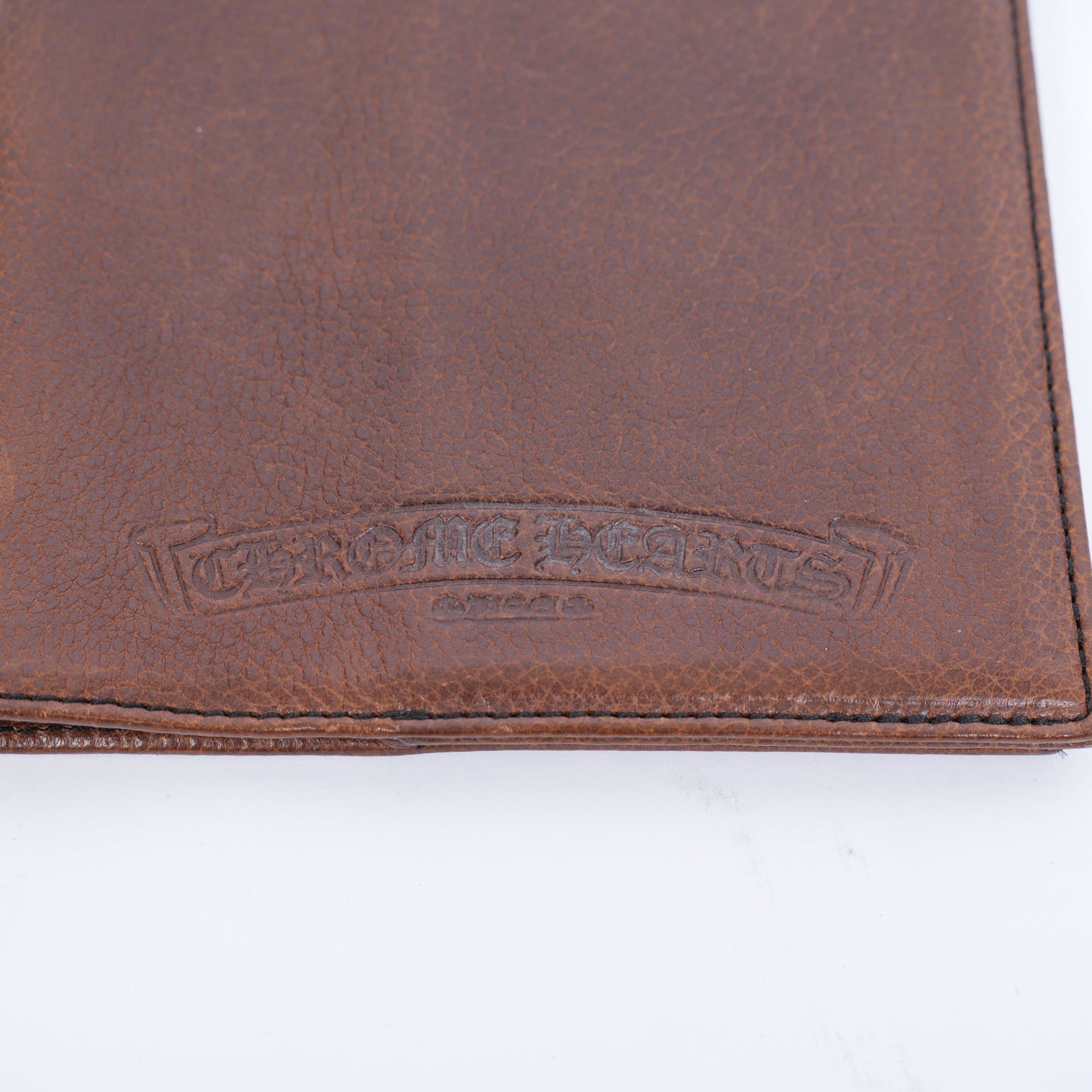 CHROME HEARTS BROWN LEATHER PATCH PASSPORT HOLDER