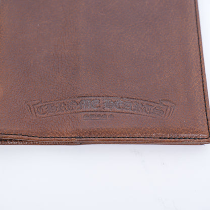 CHROME HEARTS BROWN LEATHER PATCH PASSPORT HOLDER