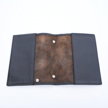 CHROME HEARTS BLACK LEATHER PATCH PASSPORT HOLDER