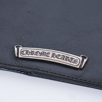CHROME HEARTS BLACK LEATHER PATCH PASSPORT HOLDER