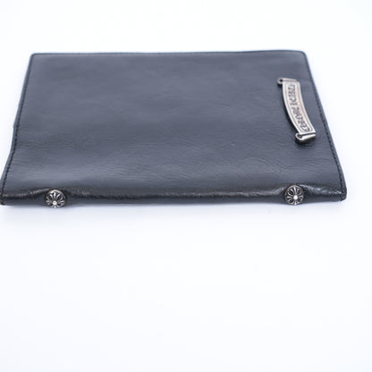 CHROME HEARTS BLACK LEATHER PATCH PASSPORT HOLDER