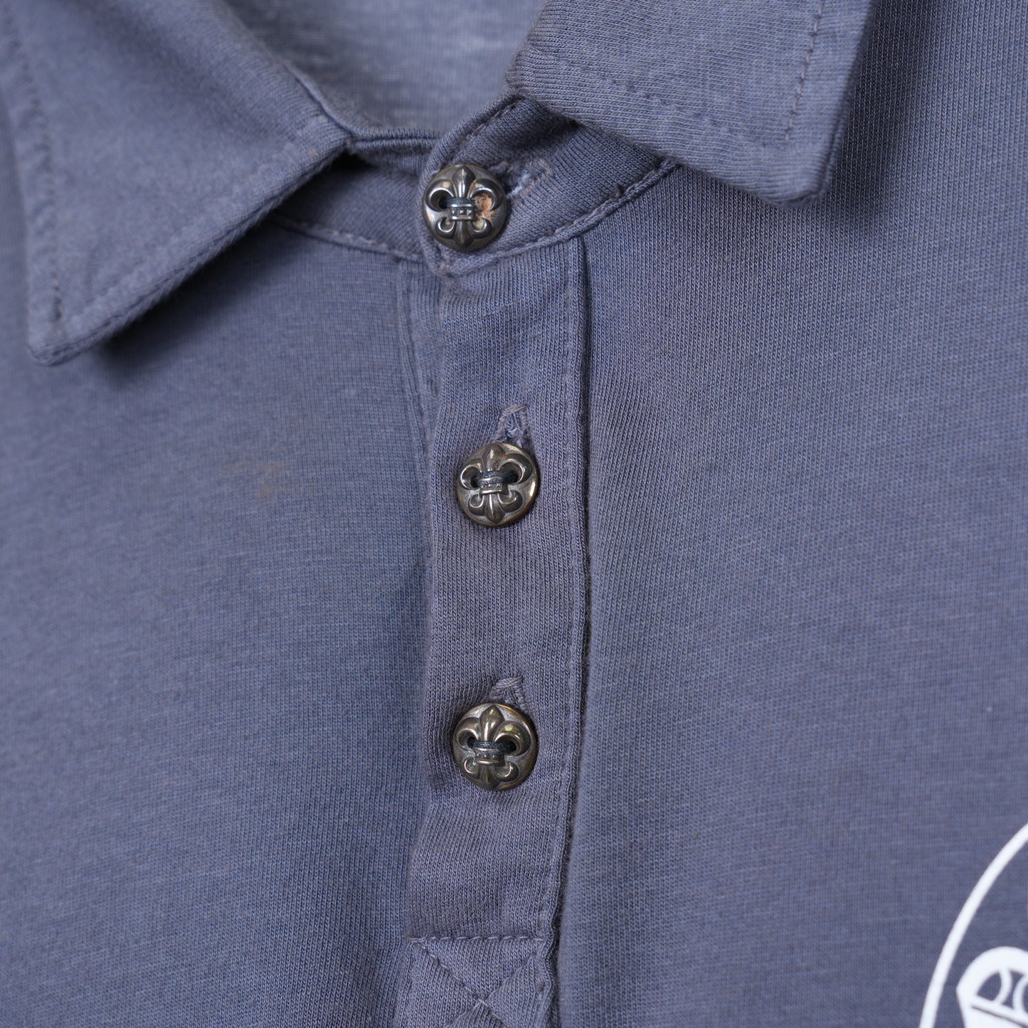 CHROME HEARTS GREY T-BAR POLO SHIRT