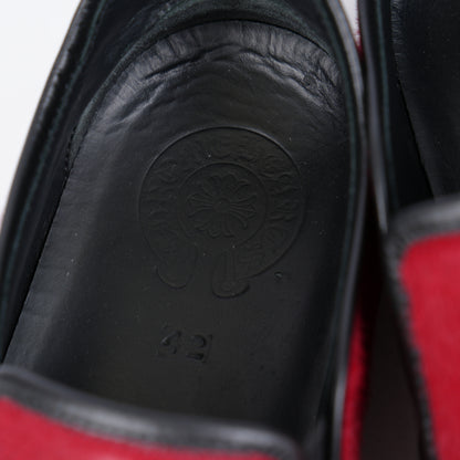 CHROME HEARTS RED PONY HAIR DAGGER SLIP ON