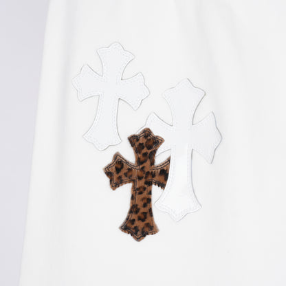 CHROME HEARTS CHEETAH PATENT WHITE PATCH SWEATPANTS