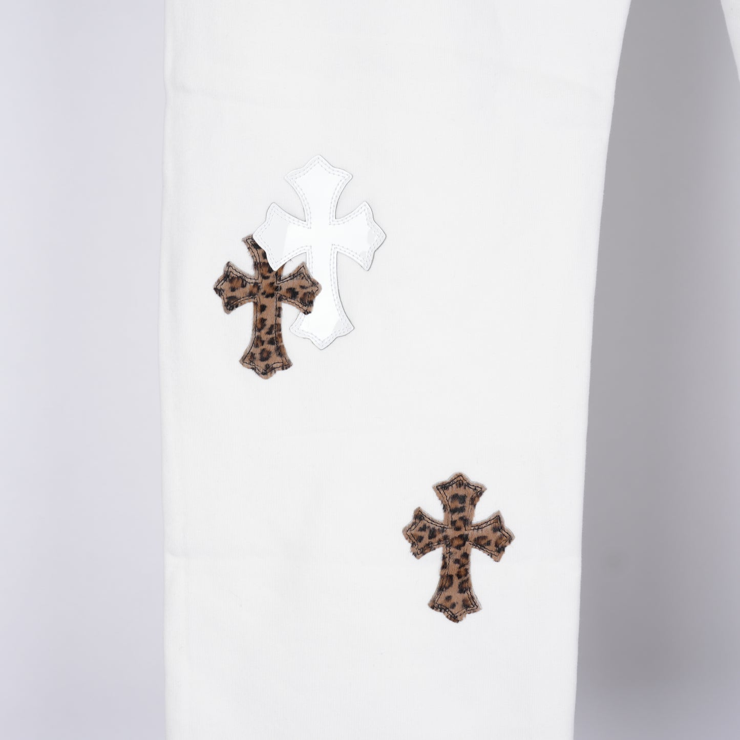 CHROME HEARTS CHEETAH PATENT WHITE PATCH SWEATPANTS