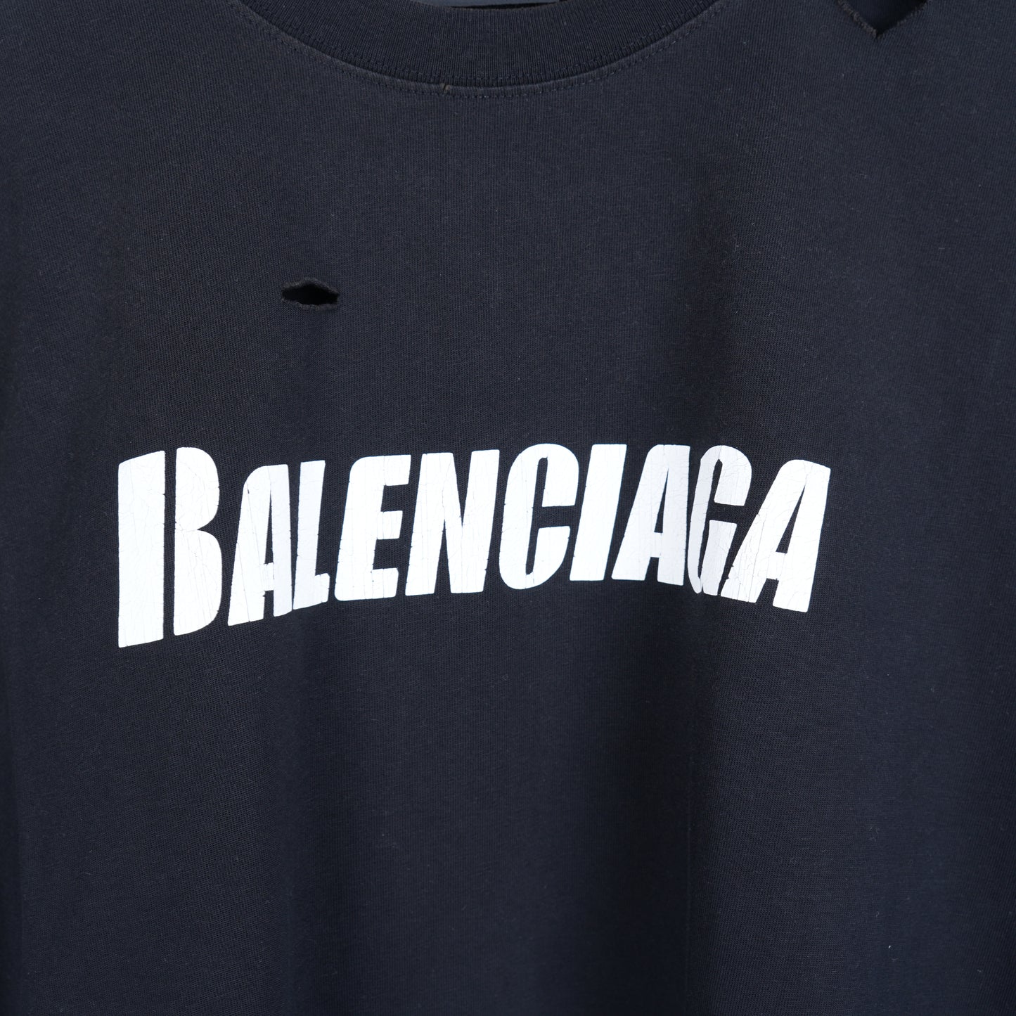 BALENCIAGA BLACK DESTROYED TEE