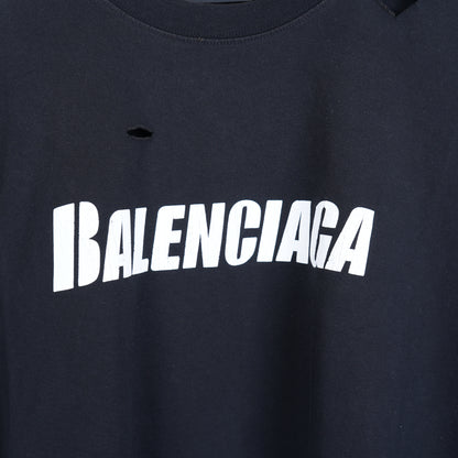 BALENCIAGA BLACK DESTROYED TEE