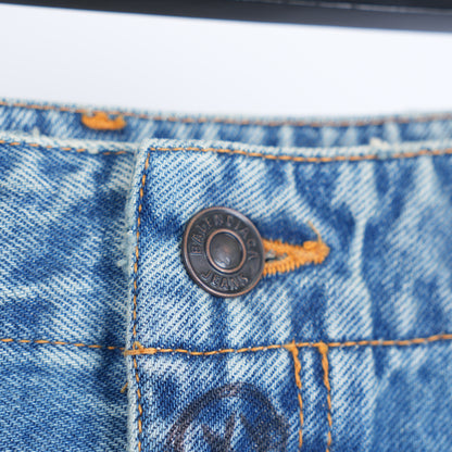 BALENCIAGA DENIM SCRIBBLE RHINESTONE SKIRT