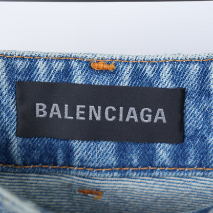 BALENCIAGA DENIM SCRIBBLE RHINESTONE SKIRT