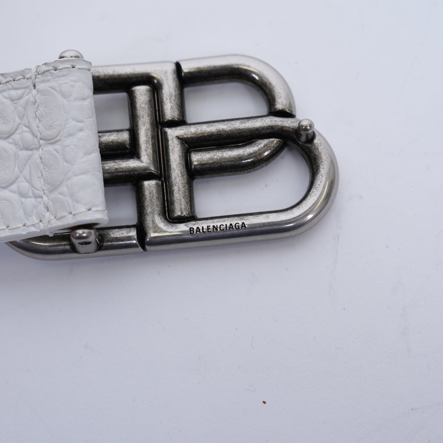 BALENCIAGA BB WHITE CROC BELT