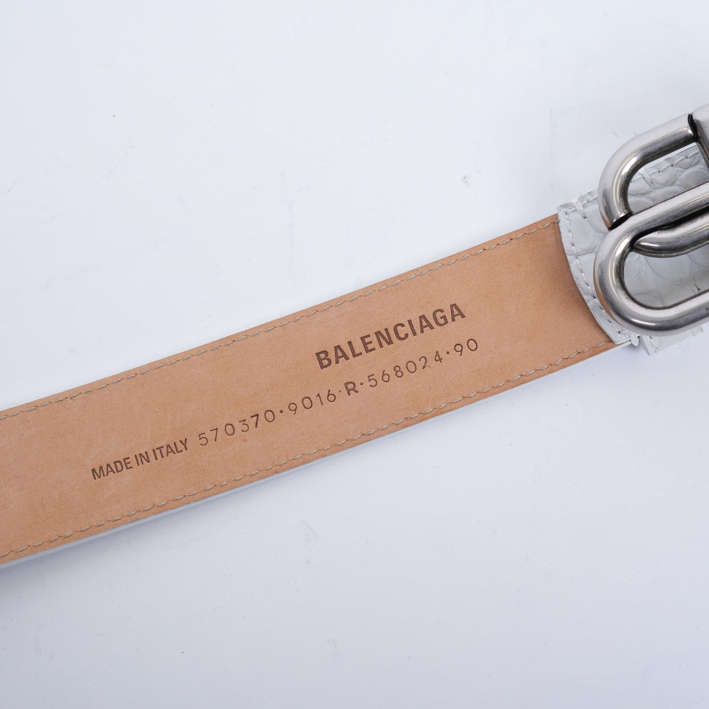 BALENCIAGA BB WHITE CROC BELT
