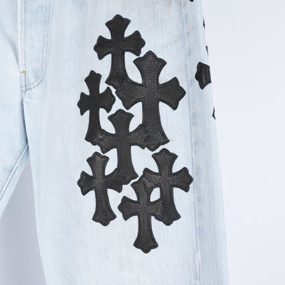 CHROME HEARTS BLACK PATCH LIGHT WASH LEVIS DENIM
