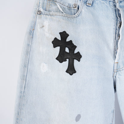 CHROME HEARTS BLACK PATCH LIGHT WASH LEVIS DENIM