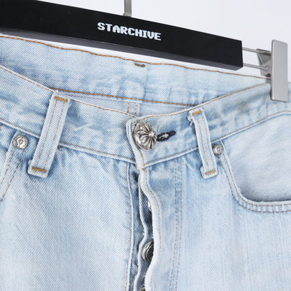 CHROME HEARTS BLACK PATCH LIGHT WASH LEVIS DENIM