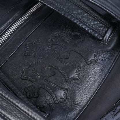 CHROME HEARTS BLACK LEATHER PATCH DUFFLE BAG