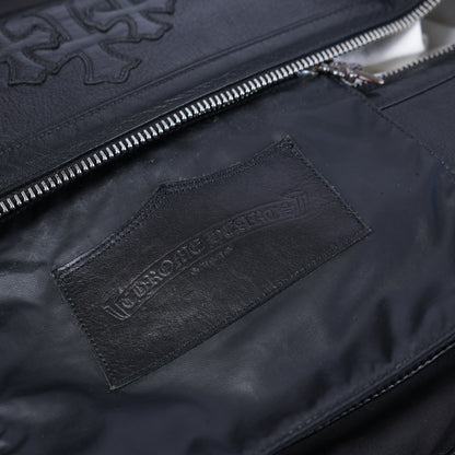 CHROME HEARTS BLACK LEATHER PATCH DUFFLE BAG