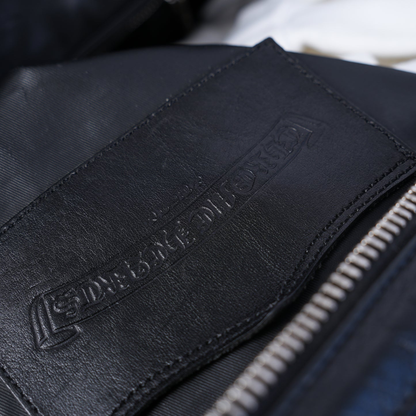 CHROME HEARTS BLACK LEATHER PATCH DUFFLE BAG