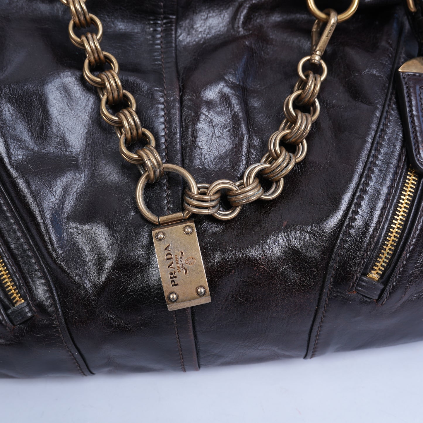 VINTAGE PRADA LEATHER CHAIN BAG