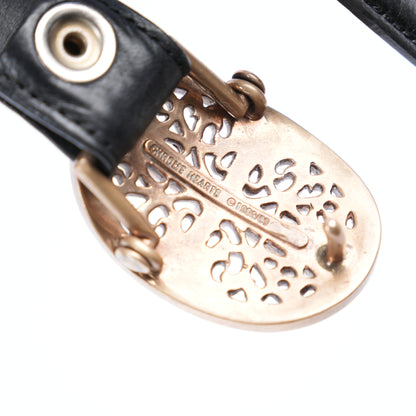 CHROME HEARTS BRONZE 1 INCH OVAL BUCKLE W BLACK STRAP