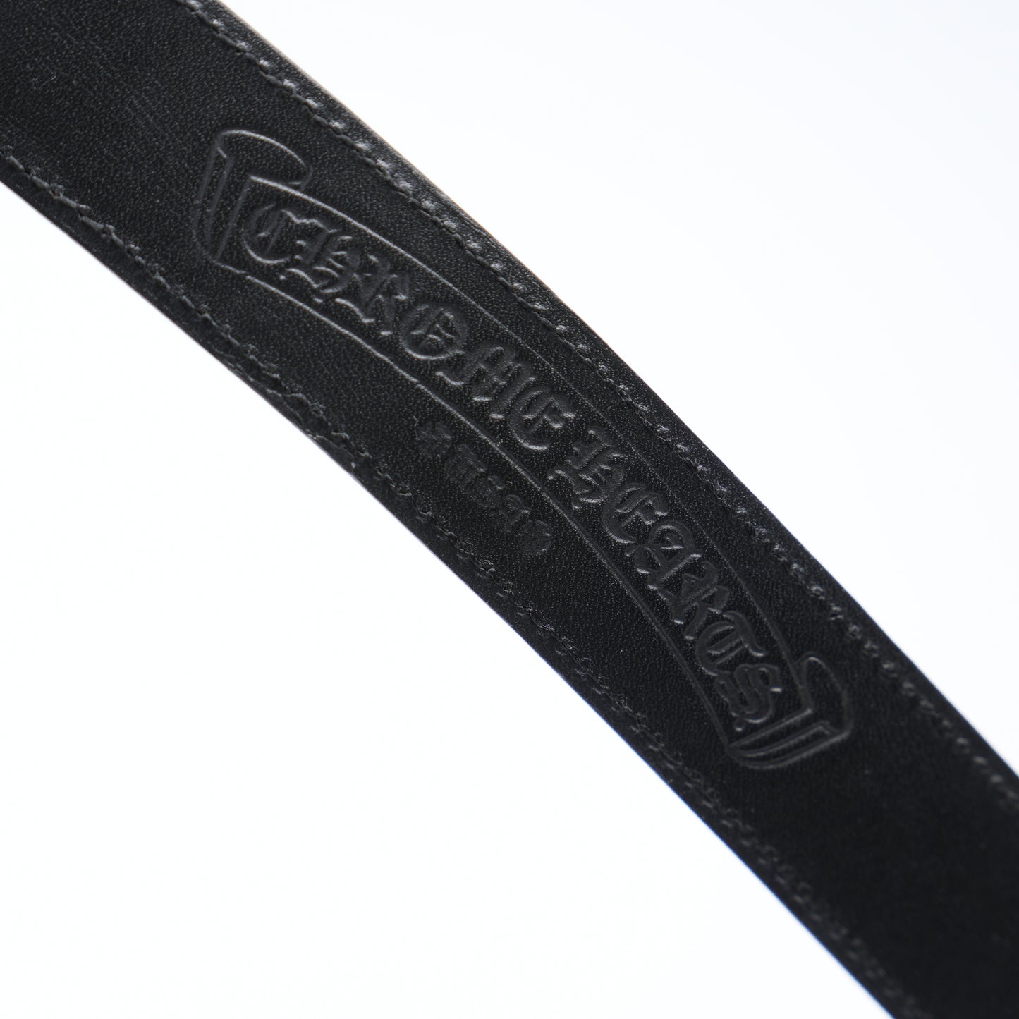 CHROME HEARTS BRONZE 1 INCH OVAL BUCKLE W BLACK STRAP