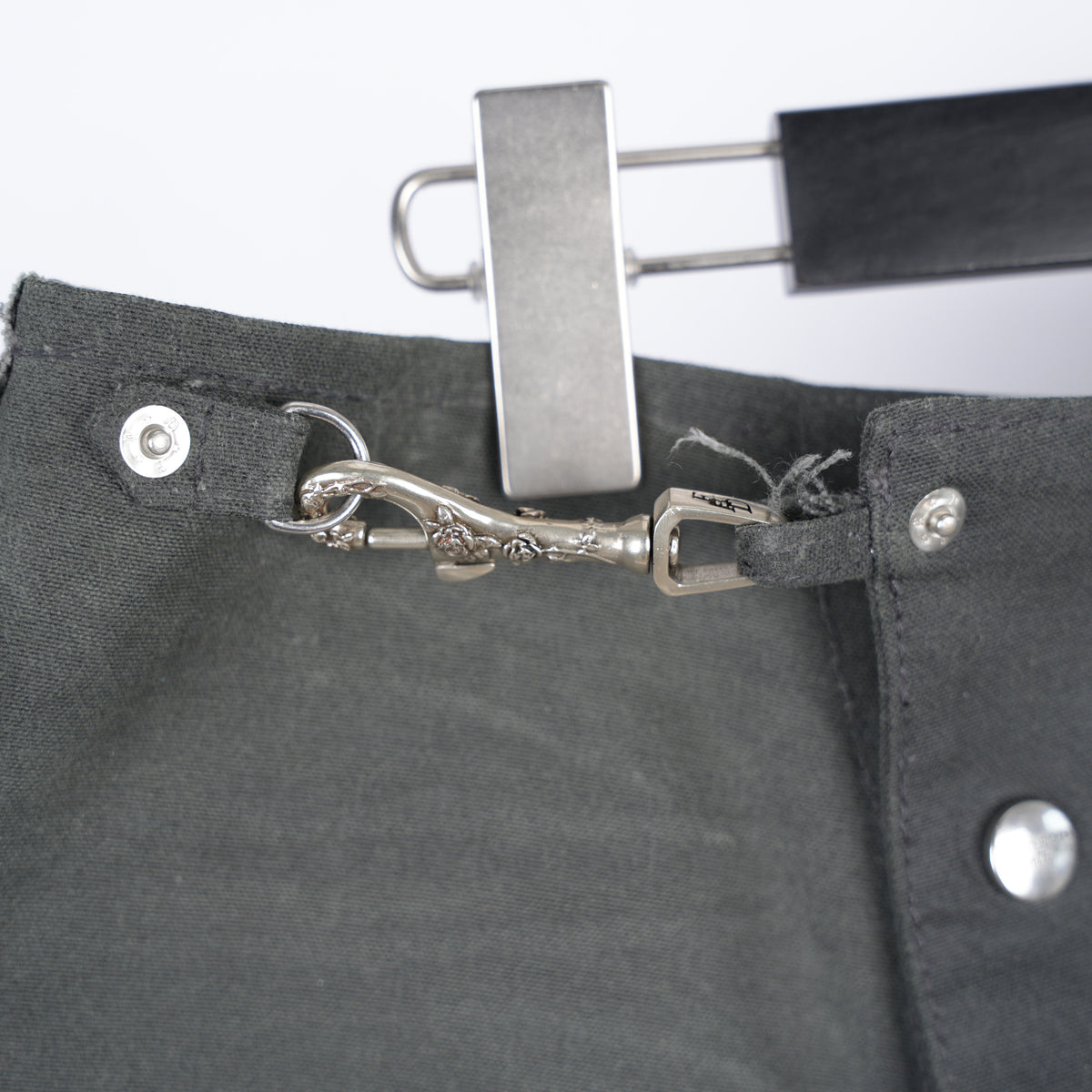 ENFANTS RICHES DÉPRIMÉS ERD FIREMAN LEATHER ROSE BUCKLE WAXED COTTON PANTS