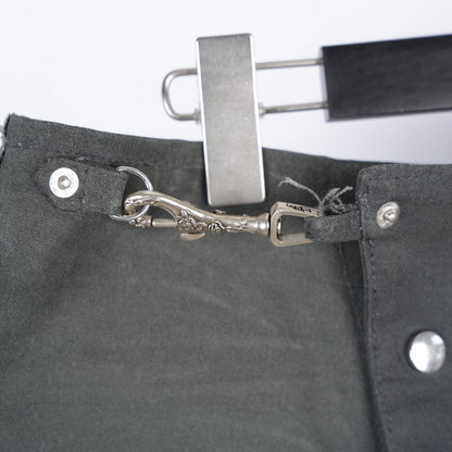ENFANTS RICHES DÉPRIMÉS ERD FIREMAN LEATHER ROSE BUCKLE WAXED COTTON PANTS