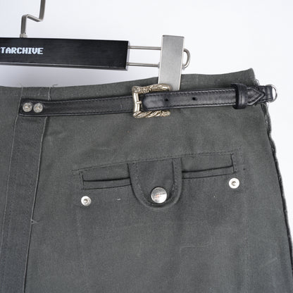 ENFANTS RICHES DÉPRIMÉS ERD FIREMAN LEATHER ROSE BUCKLE WAXED COTTON PANTS
