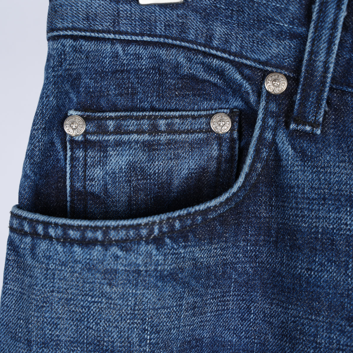 CHROME HEARTS RS INDIGO BLUE SELVEDGE DENIM PANTS