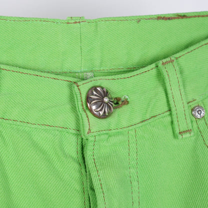 CHROME HEARTS GREEN SEX RECORDS CROSS PATCH JEANS