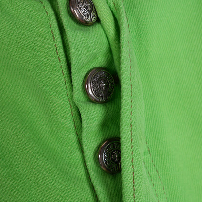 CHROME HEARTS GREEN SEX RECORDS CROSS PATCH JEANS
