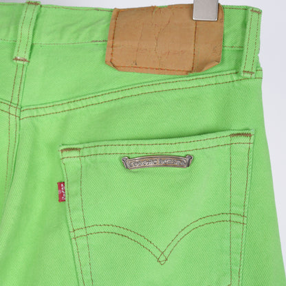 CHROME HEARTS GREEN SEX RECORDS CROSS PATCH JEANS