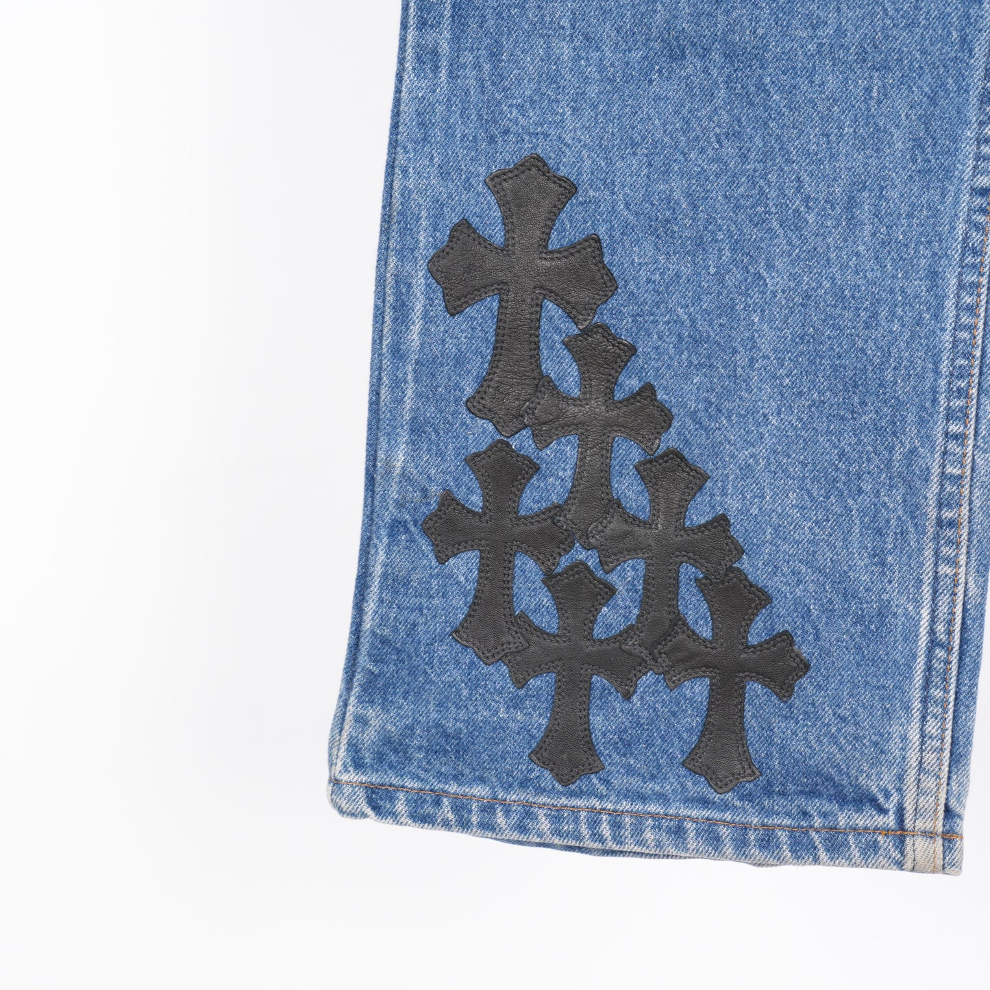 CHROME HEARTS BLACK PATCH BLUE WASH LEVIS