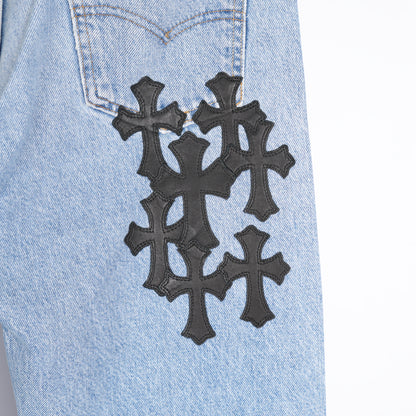 CHROME HEARTS BLACK PATCH LIGHT WASH LEVIS 505