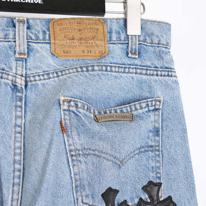 CHROME HEARTS BLACK PATCH LIGHT WASH LEVIS 505