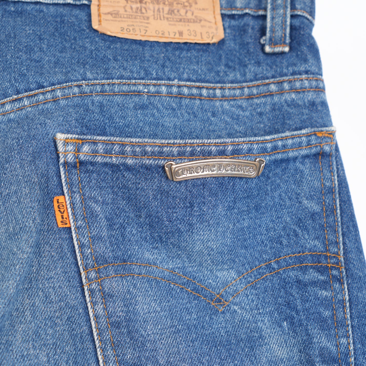CHROME HEARTS BLACK PATCH DARK WASH LEVIS 517