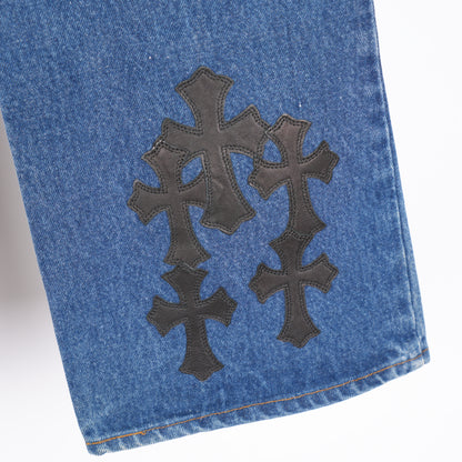 CHROME HEARTS BLACK PATCH DARK WASH LEVIS 517