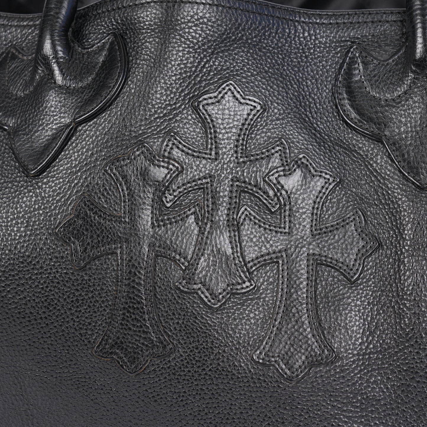CHROME HEARTS TRIPLE CROSS LEATHER TOTE BAG