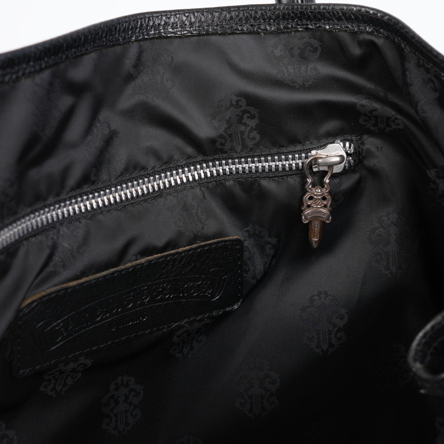 CHROME HEARTS TRIPLE CROSS LEATHER TOTE BAG