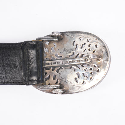 CHROME HEARTS OVAL BUCKLE WITH ATTACHED BLACK STRAP