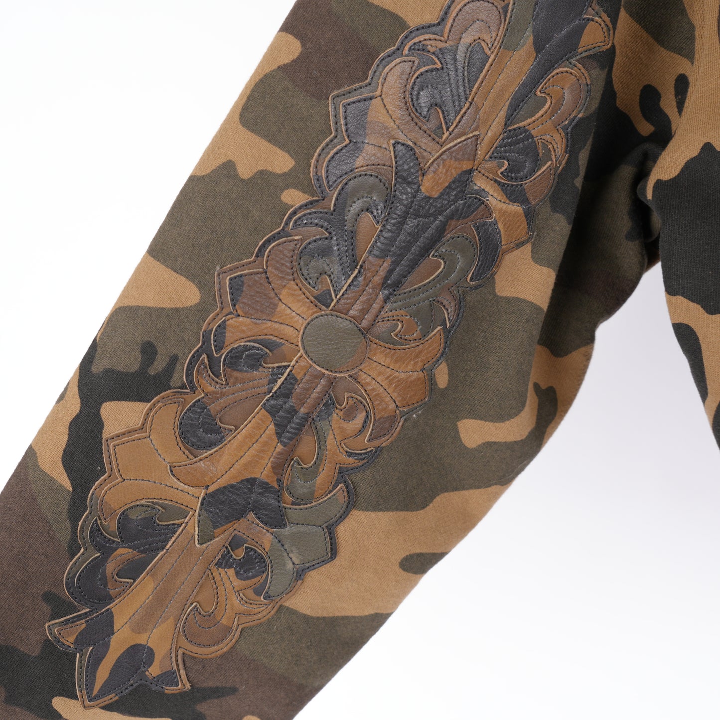 CHROME HEARTS CAMO LEATHER PATCH ZIP UP