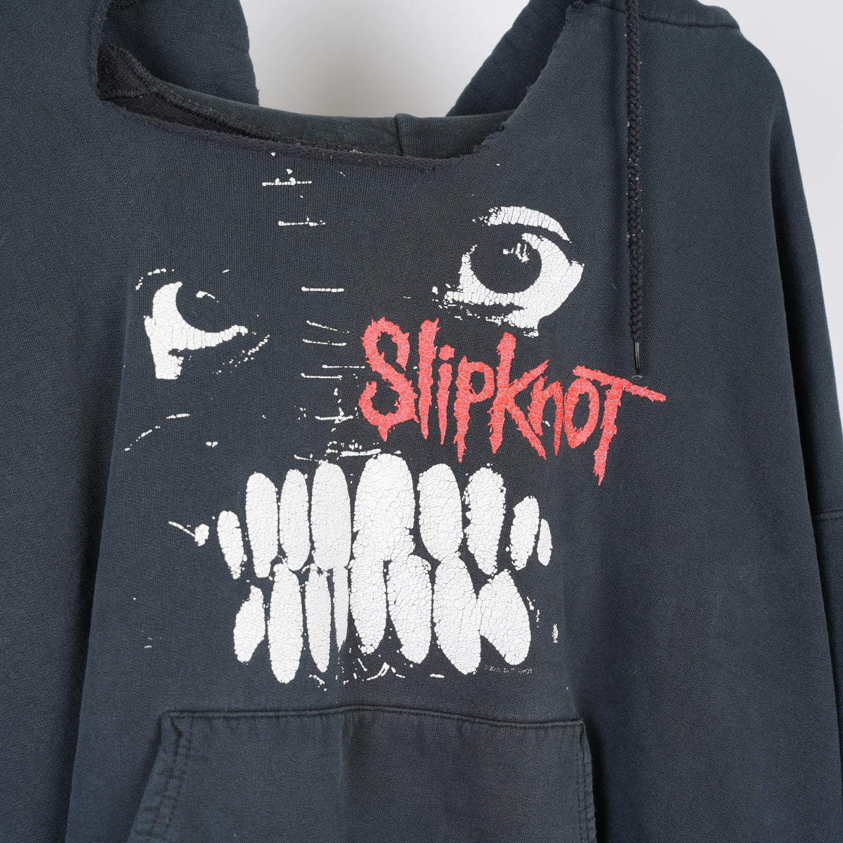 VINTAGE SLIPKNOT THRASHED MAGGOT FACE PULLOVER HOODIE