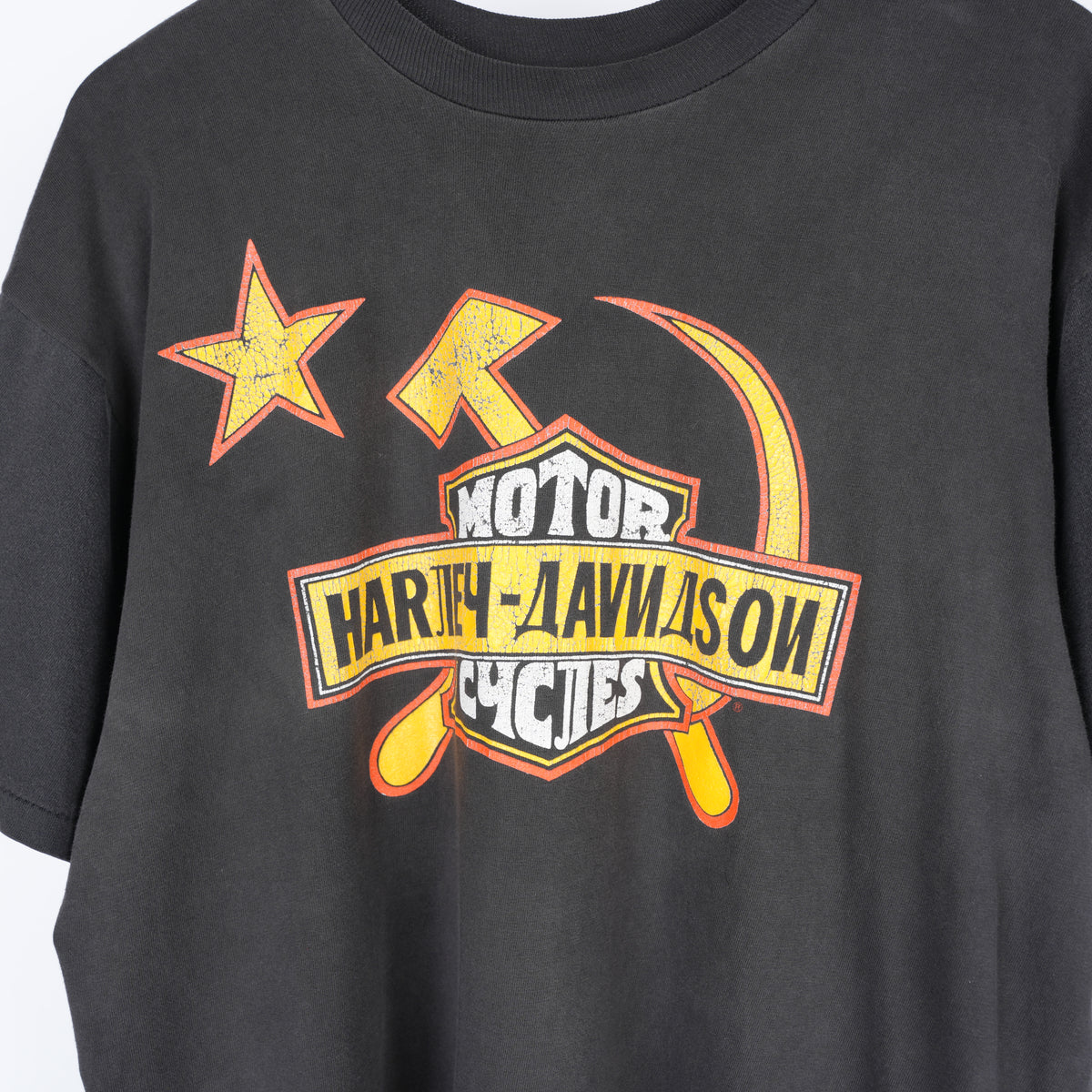 VINTAGE HARLEY DAVIDSON SOVIET UNION ARM AND SICKLE EMBLEM T-SHIRT RUSSIA