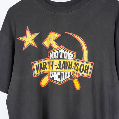 VINTAGE HARLEY DAVIDSON SOVIET UNION ARM AND SICKLE EMBLEM T-SHIRT RUSSIA
