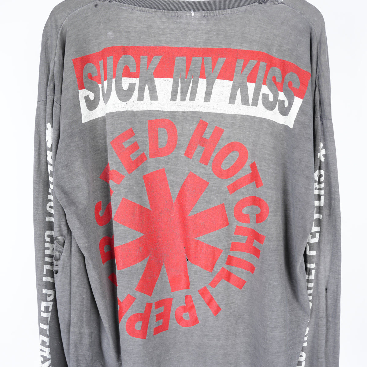 VINTAGE 1991 THRASHED RED HOT CHILI PEPPERS 'SUCK MY KISS' LONG SLEEVE TEE
